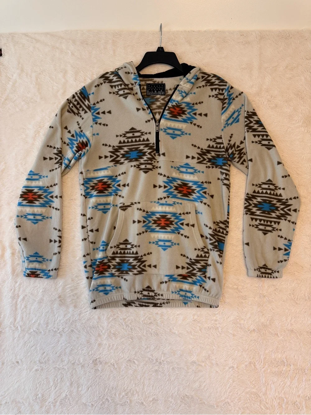 Rebels & Nomads Southwestern Aztec Fleece Quarter Zip Hoodie Small
